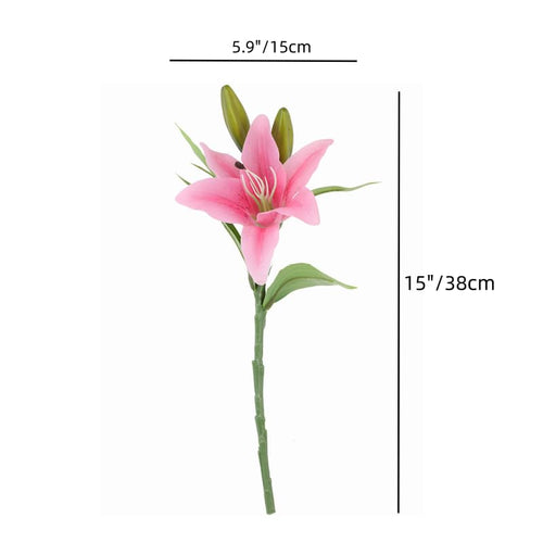 6 Pcs Artificial Lily Flowers Branches Faux Silk Stems Flower Bouquets Decor for Wedding Party Home Office Garden Decoration (Pink) - color: Pink