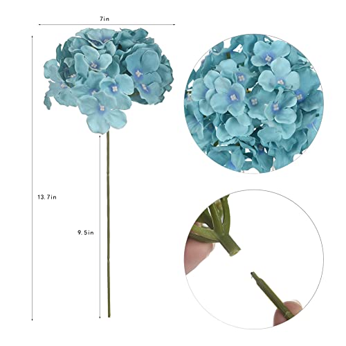 10PCS Artificial Hydrangea Flowers, Fake Hydrangea Silk Flowers Heads with Stems for Wedding Home Party Shop Baby Shower Decoration-Lake Blue - color: New-lake Blue