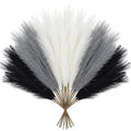 30Pcs Artificial Pampas Grass Decor - 21.7" Fluffy Black White Grey Faux Flowers for Vase, No Shed Boho Room Decor, Wedding Table Centerpieces & Photography Props - size: Black White Grey