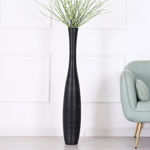Leewadee Decorative 41 inches Tall Floor Vase for Living Room Home Decor, Black, Resin - color: Black, size: 41 inches