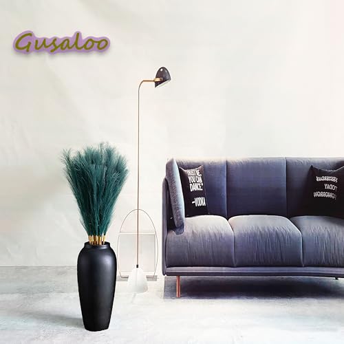 Artificial Faux Pampas Grass 8 Pcs Fake Artificial Adjustable Pampas Grass Variable Length Tall Fluffy Stems Table Vase Filler Centerpiece for Living Room Decor Boho Decor Wedding Dark Green - color: Darkgreen