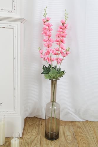 Pink Delphinium Artificial Flowers,8PCS Artificial Snapdragon Flowers 33.5'' Tall Fake Flowers Faux Delphinium Bulk for Tall Vase Home Wedding Garden Table Decor(Pink) - color: Pink