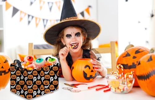 Rectangular Kids Basket,Halloween Basket.Cute Baskets for Room Decor, Pumpkin Baskets with Handles.Books Bins,Gifts Box. (Black Pumpkin) - color: Black Pumpkin