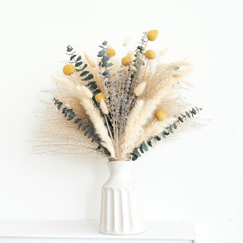 Dried Pampas Grass Bouquet – Boho Pampas Grass Decor for Home, Vase Fillers & Wedding — Natural Dried Flowers, Tall Pampas Grass for Floor Vase, Coastal, Scandinavian & Boho Room Decor (No Vase)