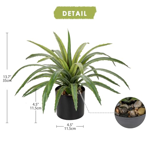 Briful Artificial Agave Plant 17in Realistic Faux Succulent Plant in Pot | Fake Agave Plant with Thick Textured Leaves for Indoor Covered Porch Patio Planter Southwestern Home Decor - color: Fake Plants#1