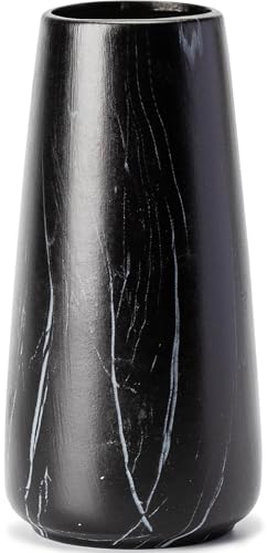 Marble Black Vase - 8" Big Black Ceramic vase for Flower, Simple Vases for Pampas Grass, Minimalist Farmhouse Boho vases for Centerpieces, Home Decor, Bathroom Decor - color: Marble Black, size: Big