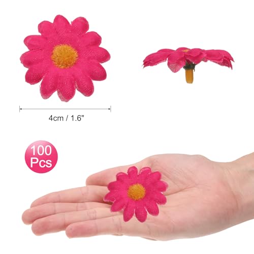 uxcell 100pcs Artificial Daisy Flower Heads, 1.6" Silk Fake Daisies, Mini Daisies, Artificial Flowers, Bulk for DIY Wedding Bouquets, Centerpieces, Party Decor, Home Decor, Rose Red - color: Rose Red/Yellw