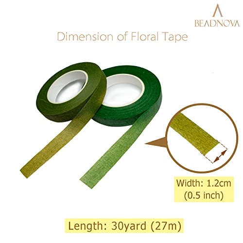 BEADNOVA Floral Tape 1/2inch Mix Dark Green Flower Tape for Bouquets Floral Arranging Stem Wrap Craft (Dark and Moss Green, Total 60yards) - color: Moss and Dark Green
