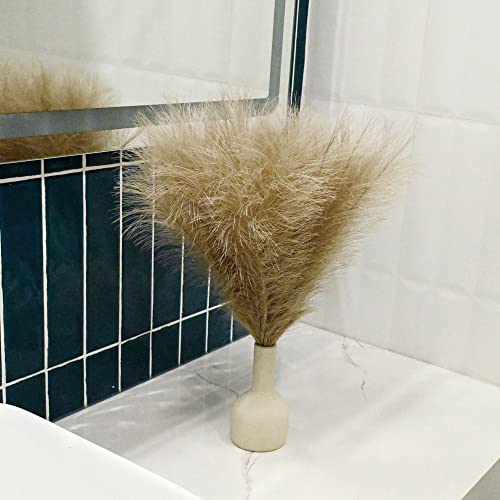 6 PCS Faux Pampas Grass Arrangement - 18"/45cm Artificial Fluffy Pompous Grass Stems for Boho Chic Home and Wedding Decor (Coffee) - color: A8- Coffee