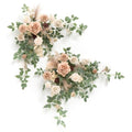 Ling's moment 2PCS Beige Artificial Flower Garland Wedding Arch Flowers Ivory Floral Swags Table Centerpieces Greenery Arrangements for Sweetheart Table Easel Wall Entryway Board Backdrop - color: Brn-beige