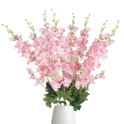 8PCS Faux Pink Delphinium 33.5'' Long Stem Artificial Delphinium Flowers Fake Larkspur Flowers for Home Wedding Garden Table Centerpieces Decor(Gradient Pink) - color: Gradient Pink