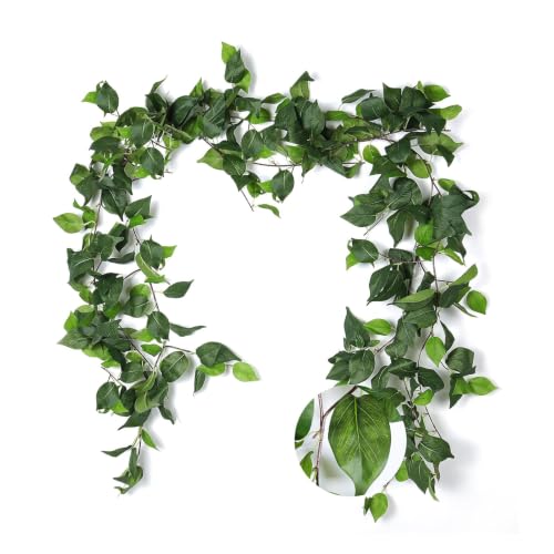 RECUTMS 3Pcs Artificial Vines Ivy Garland 6.3Ft Fake Green Leaves Ivy Garland Faux Hanging Plants Greenery for Spring Summer Outdoor Indoor Home Wall Garden Table Wedding Graduation Room Decor - color: Green-lvluo3pcs