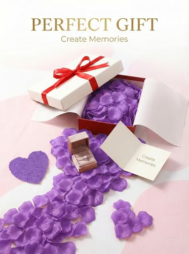 1000 Pcs Artificial Fake Rose Petals,Flower Petals for Romantic Night, Engagement, Party, Wedding, Event Flower Decorations, in Bulk(Purple) - color: Purple, size: 1000Pcs