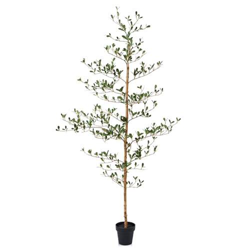 Verinatural Artificial Black Olive Tree 5ft - Shady Lady Real Wood Trunk Faux Olive Trees Indoor Outdoor Decor - Modern Aesthetic Tall Fake Plants with Pot for Home Living Room Patio Floor - size: 5ft