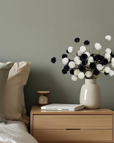 DuHouse 6pcs Black Flowers Faux Silk Pompon Mum,Silk Small Mini Chrysanthemum Ball with Stems for DIY Wedding Bouquets Centerpieces Vase Home Table Halloween Decorations(Black) - color: Black, size: 6pcs