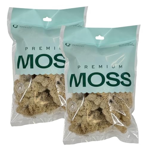 Quality Growers - Preserved Reindeer Moss - Moss for Crafts, Home Decor, Art, Design & DIY Projects - Non-Toxic - USA Made (Natiural, Small, 2-Pack) - color: Natural, size: Small (2-Pack)