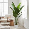 3.8 ft Artificial Banana Tree in Pot, Decorative Evergreen Faux Bird of Paradise Plant, Fake Tropical Traveler's Palm Tree, Indoor House Plants for Living Room Porch Entryway Office