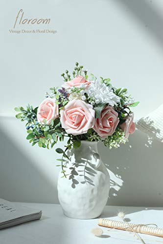 Floroom Artificial Flowers 50pcs Real Looking Blush Heirloom Foam Fake Roses with Stems for DIY Wedding Bouquets Pink Baby Shower Centerpieces Floral Arrangements Party Tables Home Decorations - color: Blush Heirloom, size: 50Pcs