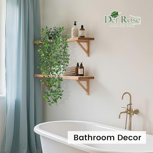 Der Rose 34'' Fake Hanging Plant Black Pot for Bathroom Wall Decor | 34'' cascading greenery with black pot for bathroom, shelf, office and wall decor; no watering needed