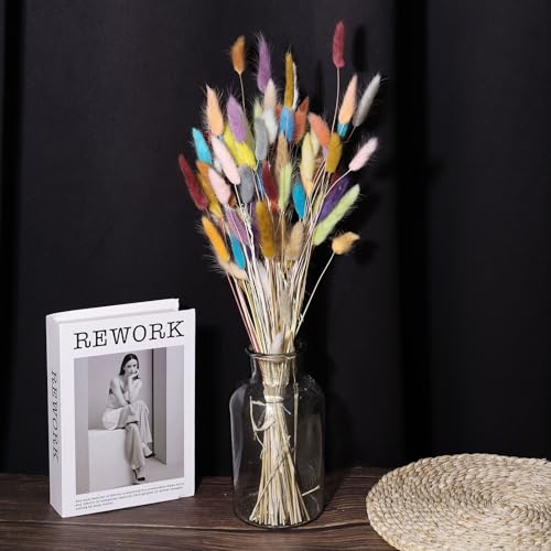 MECCANIXITY 20 Pcs Faux Pampas Grass,17"/43cm Fake Pampas Grass Decor for Living Room Party Wall Vase Wedding Decoration, Dark Blue