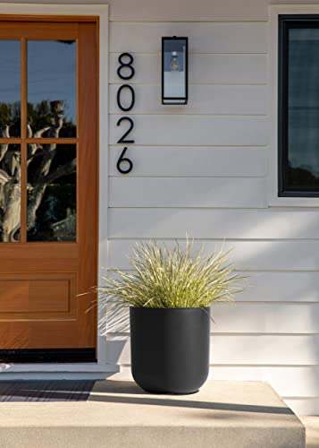 Veradek Mason Series Lima Planter - Round Planter for Indoor or Outdoor Porch/Garden | Made from Plastic-Stone Composite with Drainage Holes | Modern Décor for Succulents, Flowers, Small Plants - color: Black, size: 15 inches - 2 Pack
