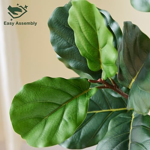 Artificial Fiddle Leaf Fig Tree 5FT, Large Realistic Faux Ficus Lyrata Plant with Pot Large Faux Plant for Indoor Outdoor Home, Office, Living Room, Bathroom Decor - color: White, size: 5FT