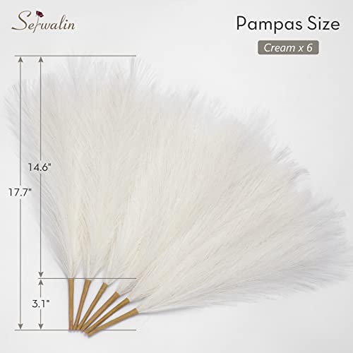 Serwalin White Pampas Grass Decor, 17.7 Inch 6pcs Boho Decor, Faux Pampas Grass Living Room Party Home Decor, Natural Small Artificial Pampas Grass Vase Filler Centerpieces Beige Decoration - color: A White, size: 17 Inch 6 Pcs