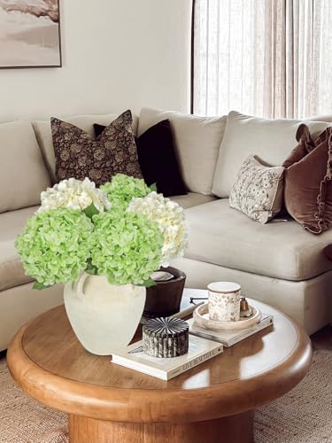 Large Real Touch Hydrangea Artificial Flowers with Stems, 8" Full Bloom Fresh Touch Faux Hydrangea Bouquet for Vase Decor, Wedding Centerpieces, Home Table Arrangement 25.5” Tall Green Hydrangeas - color: Green-l