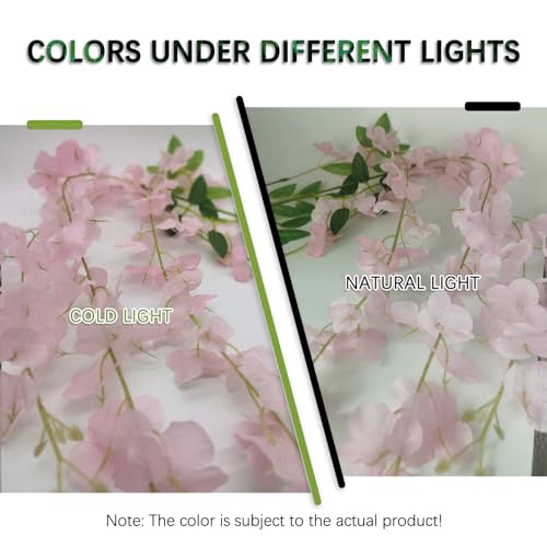12 Pack Pink Wisteria Hanging Flowers Garland, 3.77 Feet Artificial Flower Vines, Fake Wisteria, Artificial Vines Hanging Garland for Backdrop Outdoor Yard Garden Decor - color: All Pink, size: 12 PCS