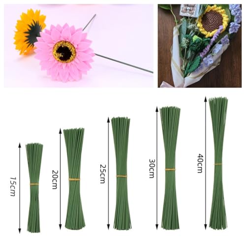 100Pcs 14 Gauge Iron Wire Sticks for Flower Stem Making, DIY Artificial Floral Arrangements, Bridal Bouquet Stem Wrapping, Sturdy Plant Stand Support and Home Craft Projects (12 Inch/30cm, Green) - size: 12 Inch /30 cm