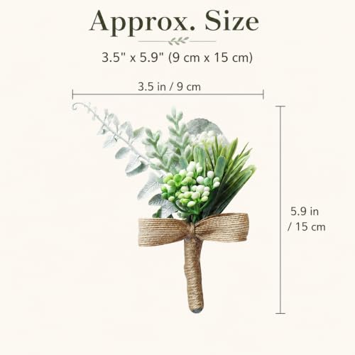 ChezMax Wedding Handmade Corsage Fake Succulent Eucalyptus Plants Boutonniere Wedding Decor 2pcs - color: C-eucalyptus Boutonniere-2 Pcs