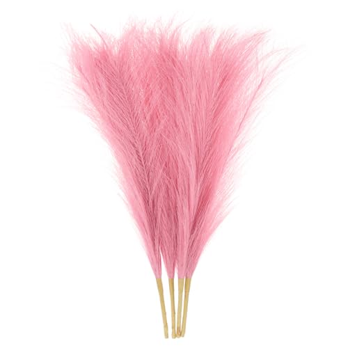 uxcell 4pcs Faux Pampas Grass 17 Inch 6 Stem Artificial Fake Dried Pampas Grass Decor for Floor Vase Filler, Wedding Decoration, Home Decoration, Dark Pink - color: Dark Pink