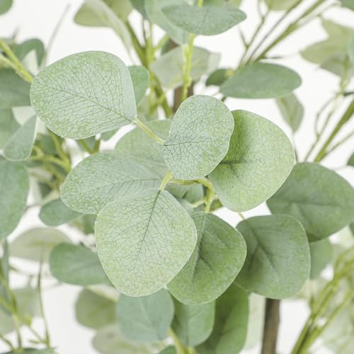 Artificial Eucalyptus Tree,5Ft Tall Fake Potted Tree Silk Faux Eucalyptus Tree with Plastic Nursery Pot, Artificial Plants for Home Office Indoor Decor - size: 5ft