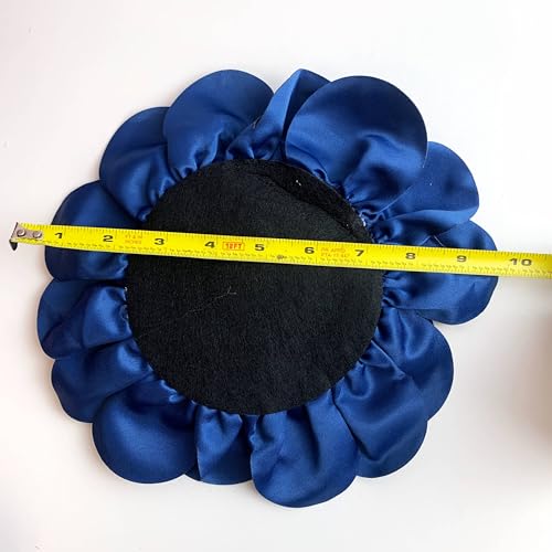 Heyiwell Large Satin Fabric flower for Brooch Pin Wedding Party Dance Dress Suit Clothes Head Hair Accessories DIY Decor 9.45"Inch - color: Navy