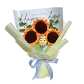 Completed Bee Crochet Flowers Bouquet, Handmade Knitted Bouquet, Crochet Artificial Flowers for Mother's Day Birthday, Wedding Home Decor, Gifts for Mom (Sunflower & Bee) - style: Sunflower & Bee