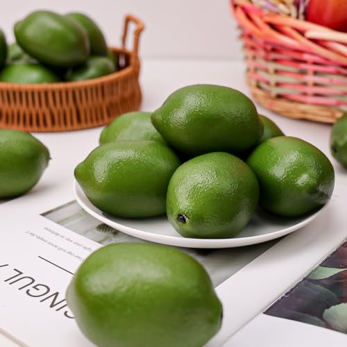 Gresorth 8pcs Artificial Lifelike Simulation Green Lemon Decoration Fake Fruit House Kitchen Party Decorative Props - color: Green Lemon