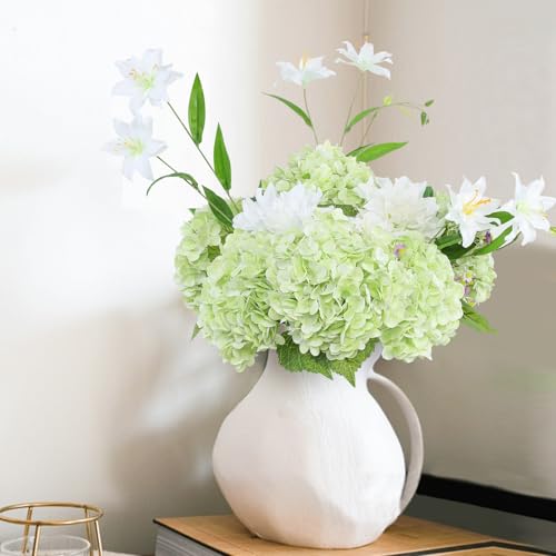 Coferset 3pcs Light Green Lifelike Hydrangea Artificial Flowers 22inch Real Touch Faux Hydrangea Flower Stem for Home Party Wedding Floral Filler Arrangements Ceterpieces Bouquets - color: Light Green, size: 3pcs