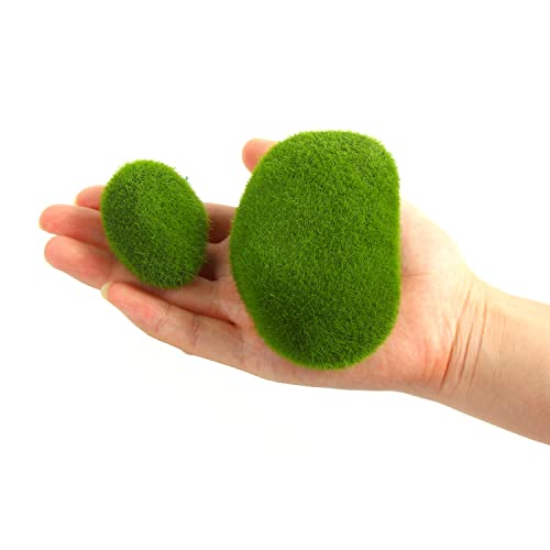 CCINEE 40pcs Artificial Moss Rocks, 7 Size Green Floral Moss Balls Moss Covered Stones Fake Moss Decor for Floral Arrangements Fairy Gardens and Crafting… - color: 40PCS