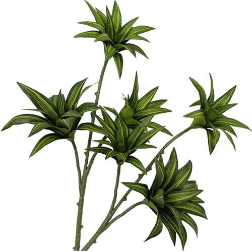 Artificial Dracaena Plant, Faux Branches Plastic Leaves 18.5 Inch Greenery Stems Bushes Fake Simulation 3D Leaf Shrubs Twigs for Home Garden Decor Vase Office Wedding Party DIY Decoration Green 2 Pack - color: Dracaena - Green 2 Pcs