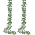 Sggvecsy 2 Pack Artificial Eucalyptus Garland Eucalyptus Leaves Vines Greenery Garland Faux Silver Dollar Eucalyptus Leaves for Table Party Wedding Indoor Outdoor Home Mantle Wall Decor - size: 2PCS