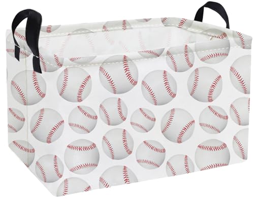 Essme Rectangular Baseball Baskets,Kids Storage Box,Easter Basket for Girls with Handles for Room Decor, Book Bins,Shelf Basket.(Baseball basket) - color: Baseball basket