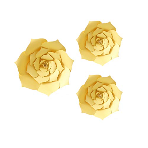 N/C 3pcs Party Paper Flower Wedding Flower Backdrop Decorations DIY Handcrafted Flower for Wedding Backdrop Nursery Wall Decoration (Flower-1, Yellow) - color: Yellow, size: Flower-1