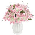 4 Bundles Pink Lily Artificial Flowers 20Heads Fake Lilies with Stems 12.2" Faux Silk Flowers for Wedding Mother's Da Baby Shower Party Easter Home Table Centerpieces Floral Arrangements (Pink) - color: Pink