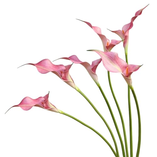 6 Pieces Calla Lily Artificial Flowers,Real Touch Latex Flowers,22" Long Stem Artificial Flowers for DIY Wedding Bouquet Party Home Table Centerpieces Decor (Pink) - color: Pink