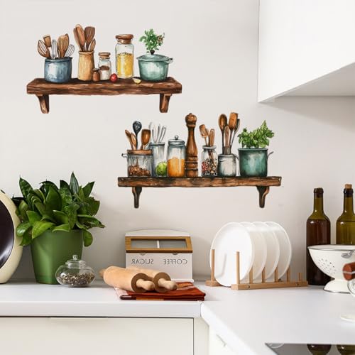 Kitchen Wall Decals Removable Dining Room Wall Stickers Peel and Stick Vinyl Waterproof Kitchen Utensils Wall Decor for Home Office School Coffee Shop - style: Kitchen