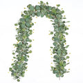 5.9FT Eucalyptus Garland,Artificial Greenery Garland with Berries,Green Spring Garland Decorations,Fake Silver Dollar Eucalyptus Leaves Wreath Garland for Table Home Mantle Wedding Decor - size: 1PCS