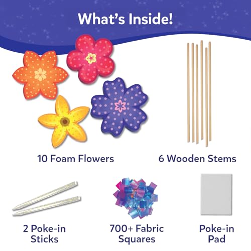 Skillmatics Poke-in Art - Flower Bouquet, DIY Wood Craft Kit, Mess-Free Creative Play for Girls and Boys Ages 4, 5, 6, 7, 8, 9, Fine Motor Skills, Screen-Free Fun - style: 2. Flower Bouquet