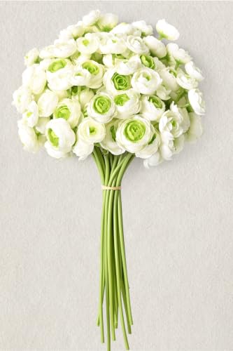 Waipfaru Ranunculus Artificial Flowers, 18Pcs 14In Fake Peonies Artificial Flowers, Faux Flower for Vase Silk Flower Real Touch Faux Peony Bulk for DIY Wedding Bouquet Home Bridal Shower Decor - color: Green, size: 18Pcs