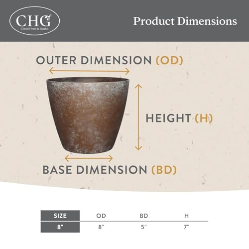 Classic Home and Garden Vogue Planter Pots w/Pottery Quality Finish - Modern Indoor & Outdoor Flower Pots - UV-Resistant Porch Planters - Decorative Pot for Flowers & Herbs (8” Weathered Copper) - color: Weathered Copper