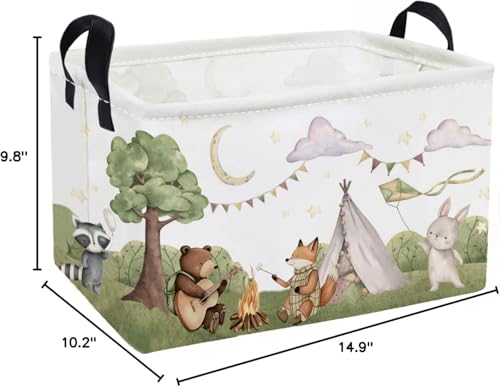 Essme Rectangular Animal Basket,Camping Baskets Empty with Handles,Cute Baskets for kids Room Decor,Boys and Girls, Gift Basket,(Camping animal) - color: Camping animal